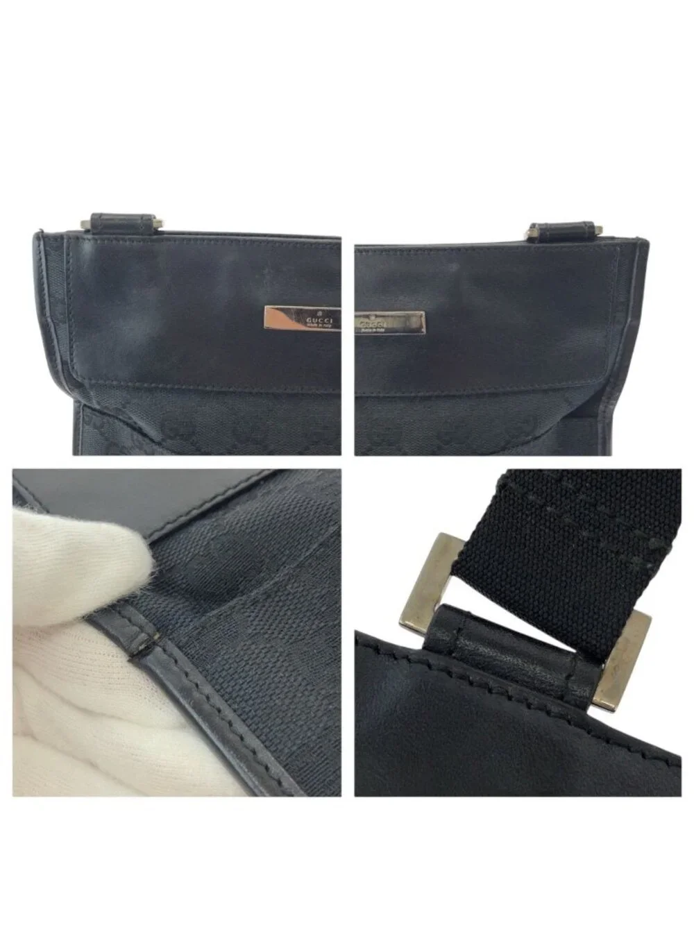 Gucci Black Silver GG Canvas 019 Shoulder Bag Pochette